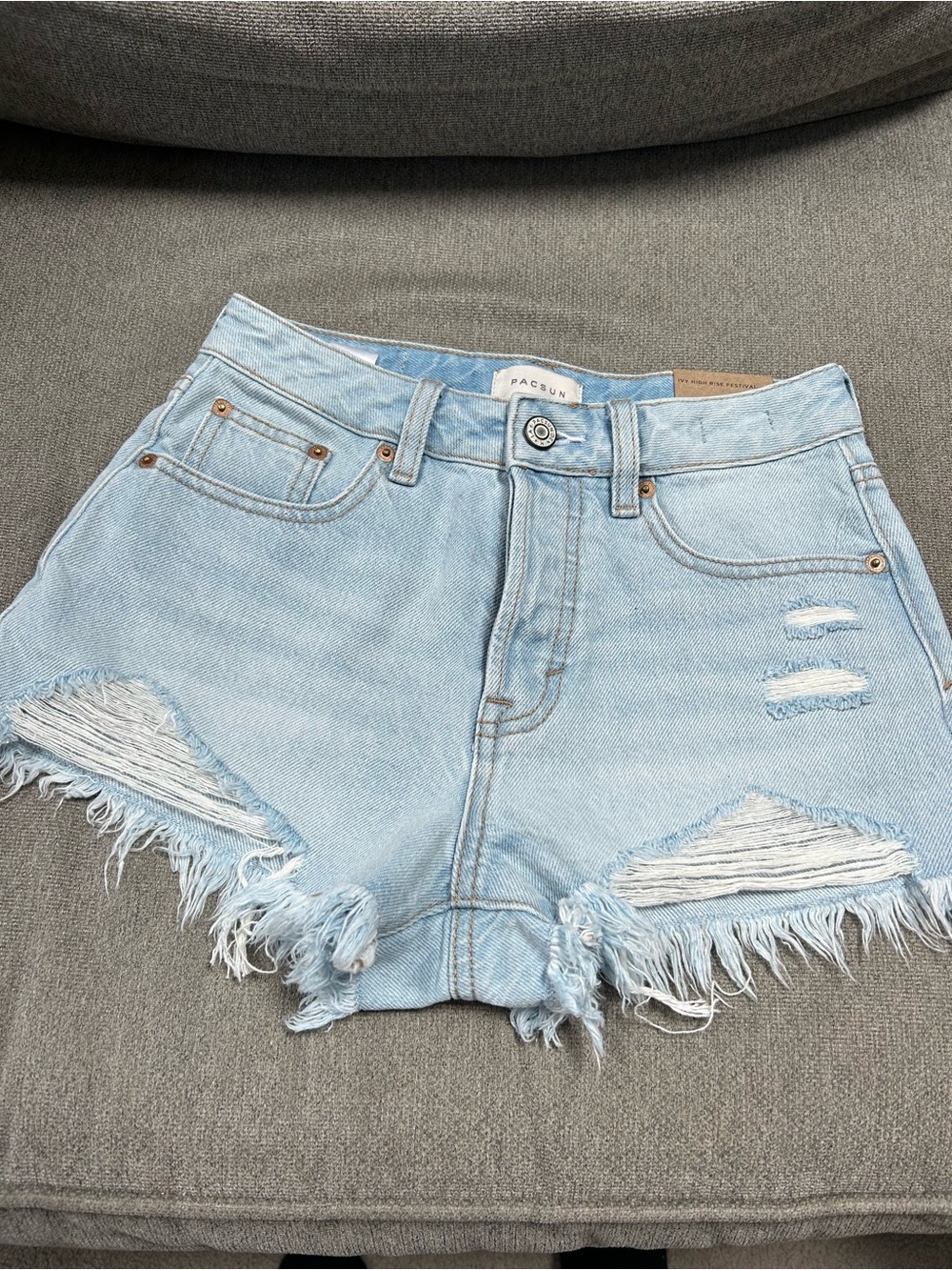 PacSun Light Wash Frayed Denim Shorts